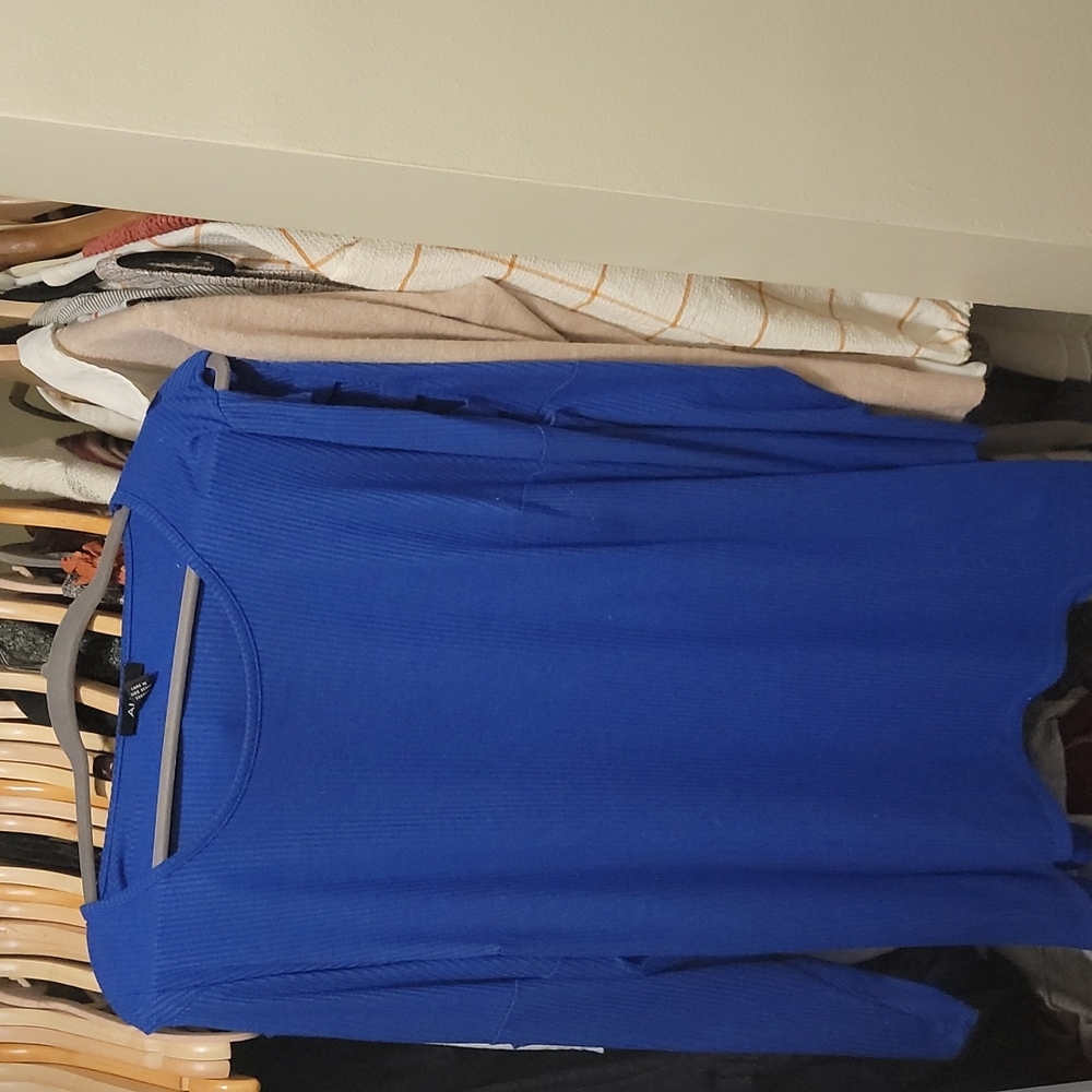 Plus size royal blue sweater with geometric arm cutouts